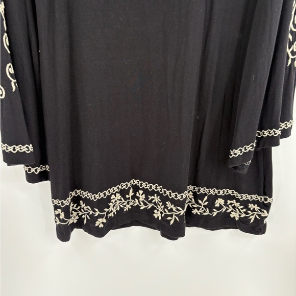 Y2K Boho Vintage Bell Long Sleeve Black Embroidered Dress Tunic Size Medium - Picture 10 of 15